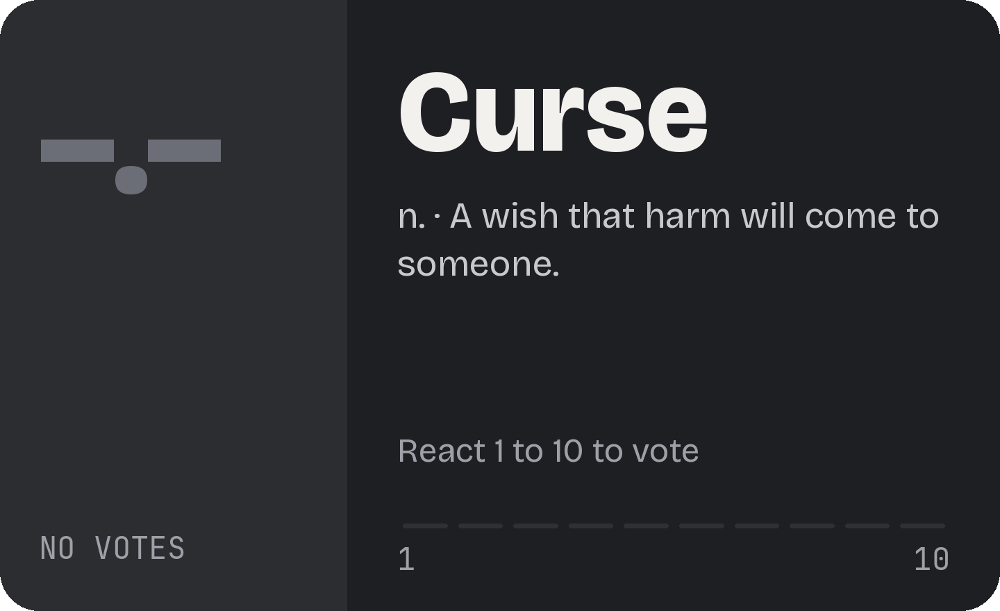 Card with no votes, a dash for the rating and empty bars