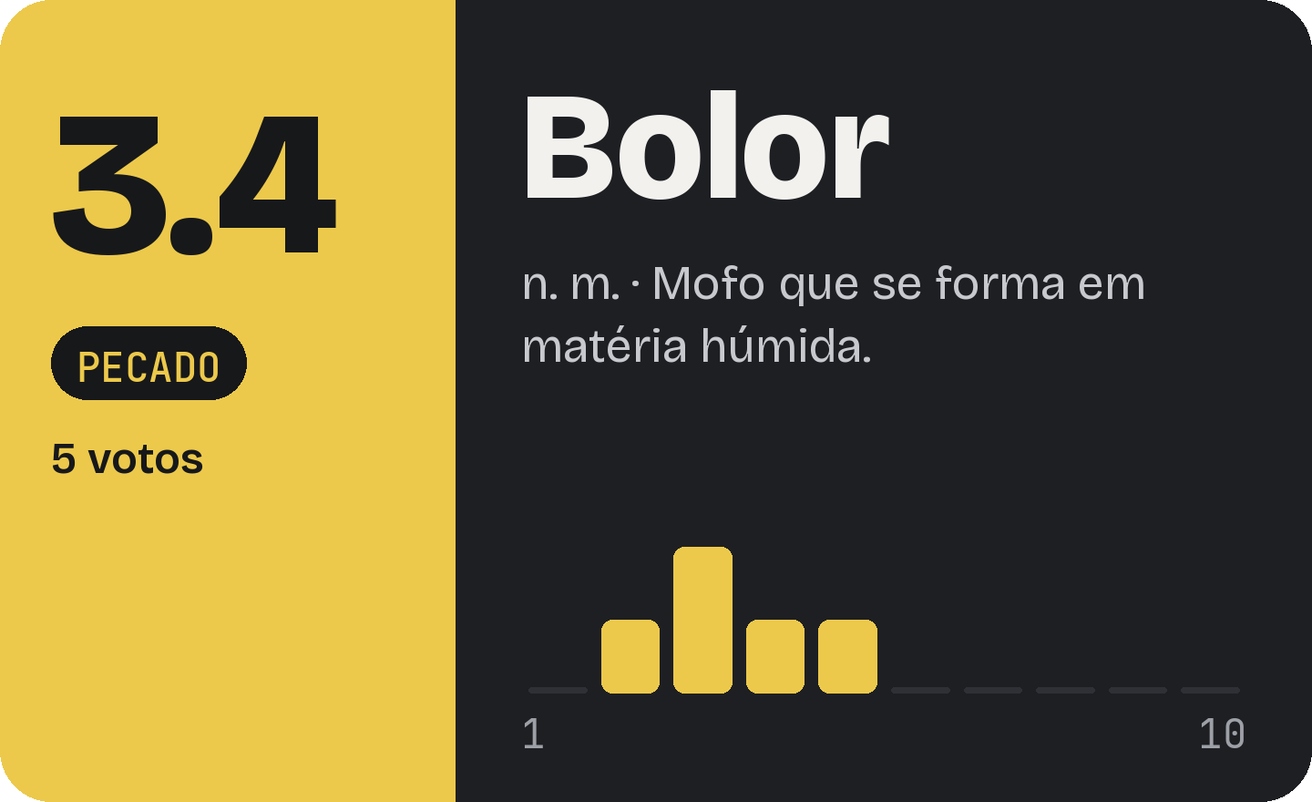 Cartão com nota baixa, em dourado